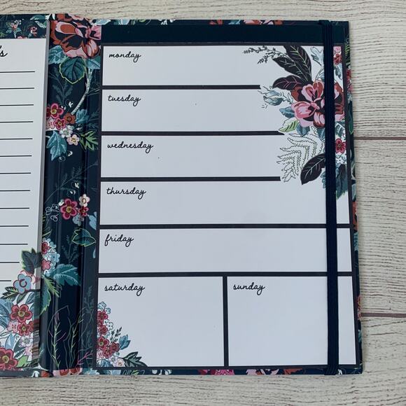 Vera Bradley Weekly Folio Rose Toile Pattern Elastic Closure Note Pads To Do - Picture 7 of 16